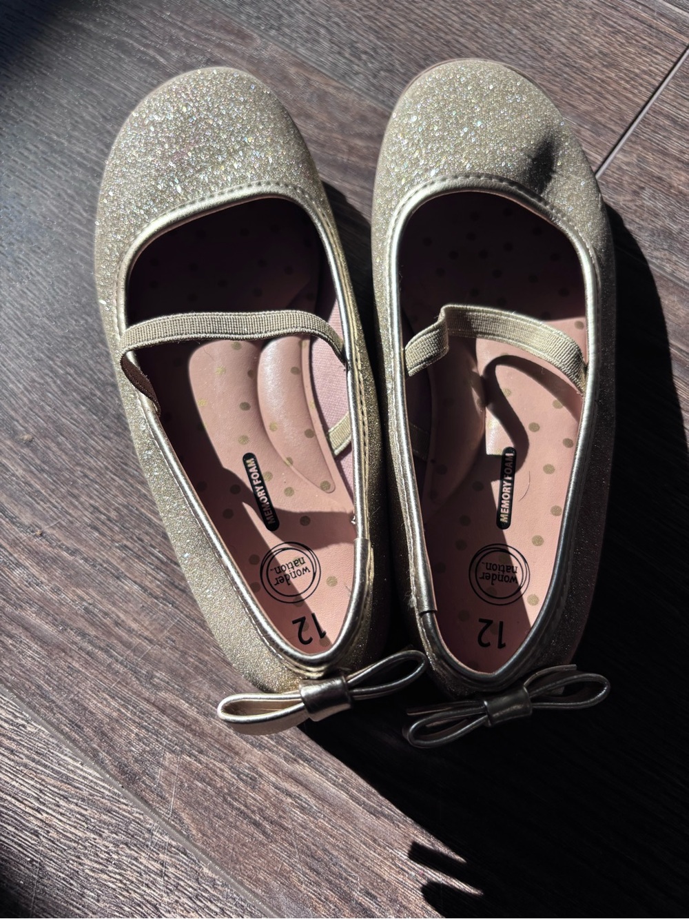 wonder nation Glitter Bow Mary Jane Flats - Gold
